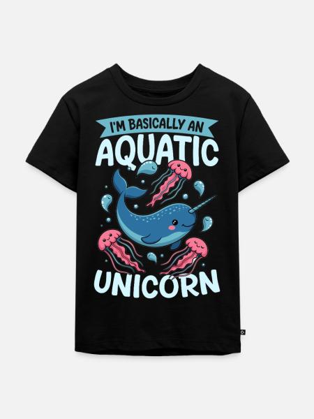 Narwhal Chibi Kawaii - Kinder Premium Bio T-Shirt - Schwarz