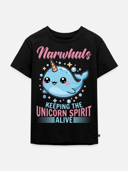 Narwhal Chibi Kawaii - Kinder Premium Bio T-Shirt - Schwarz