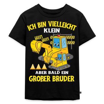 Ich bin bald ein Großer Bruder Bagger - Kinder Premium Bio T-Shirt - Schwarz - Vorne - Mikhail (115cm)
