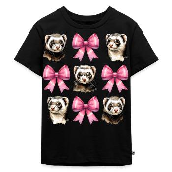 Coquette Bogen Frettchen niedlich rosa Mädchen Mom - Kinder Premium Bio T-Shirt - Schwarz - Vorne - Mikhail (115cm)