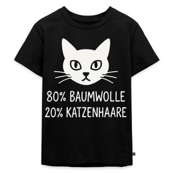 80% Baumwolle – 20% Katzenhaare - Kinder Premium Bio T-Shirt - Schwarz - Vorne - Mikhail (115cm)