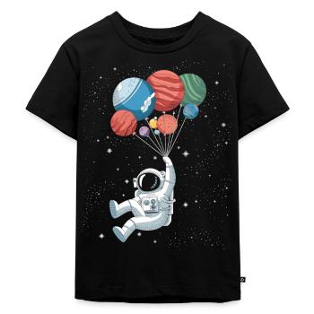 Astronaute avec des ballons planétaires - T-shirt Premium bio Enfant - noir - Devant - Mikhail (115cm)