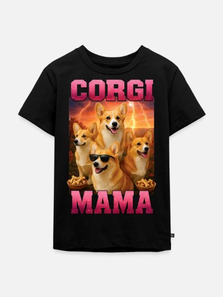 Corgi - Kinder Premium Bio T-Shirt - Schwarz