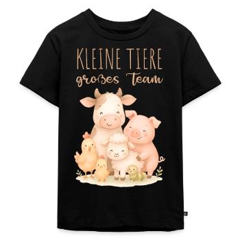 Kleine Tiere Zusammen stark Bauernhof Design - Kinder Premium Bio T-Shirt - Schwarz - Vorne - Mikhail (115cm)
