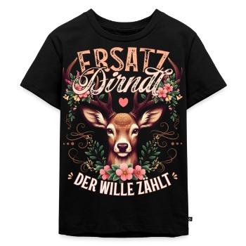 Ersatz Dirndl T-Shirt Trachten Damen Trachtenshirt - Kinder Premium Bio T-Shirt - Schwarz - Vorne - Mikhail (115cm)