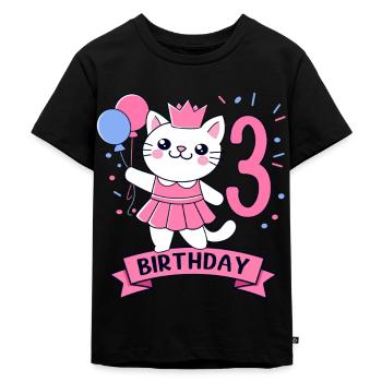 3rd Birthday Girl Princess Cat 3 - Kinder Premium Bio T-Shirt - Schwarz - Vorne - Mikhail (115cm)