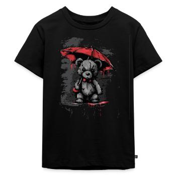 Niedlicher Teddybär mit Regenschirm - Kinder Premium Bio T-Shirt - Schwarz - Vorne - Mikhail (115cm)