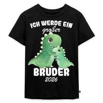 Nachwuchs Verkünden | Ich Werde Großer Bruder 2026 - Kinder Premium Bio T-Shirt - Schwarz - Vorne - Mikhail (115cm)