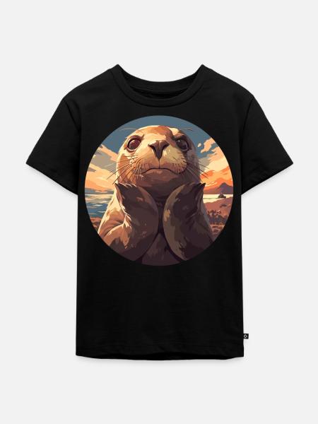 Robben Robbe - Kinder Premium Bio T-Shirt - Schwarz