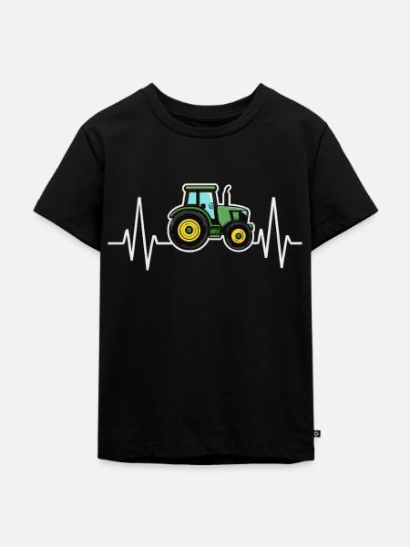 Traktor Herzschlag Design - Kinder Premium Bio T-Shirt - Schwarz