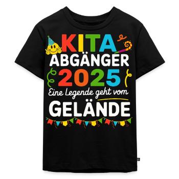 KITA Abgänger 2025 Eine Legende geht vom Gelände - Kinder Premium Bio T-Shirt - Schwarz - Vorne - Mikhail (115cm)
