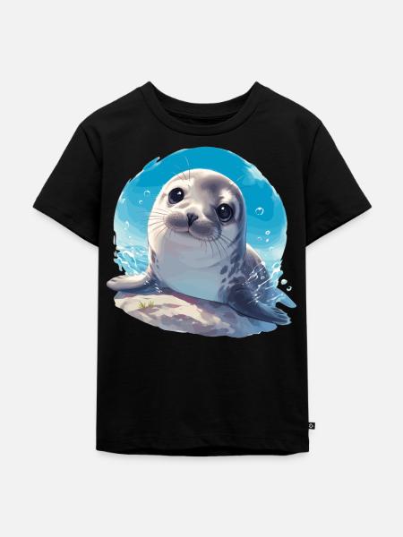 Robben Robbe - Kinder Premium Bio T-Shirt - Schwarz