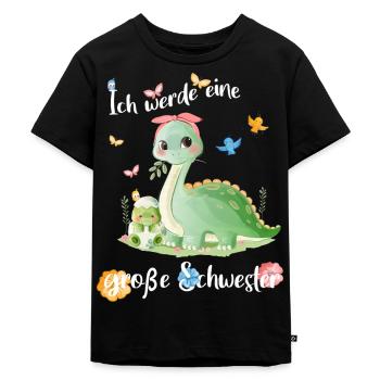 Nachwuchs Verkünden Ich Werde Große Schwester 2026 - Kinder Premium Bio T-Shirt - Schwarz - Vorne - Mikhail (115cm)