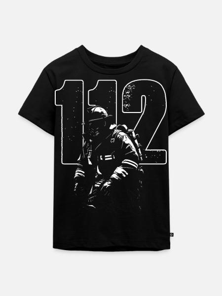 Feuerwehrheld 12 Flammenbild - Kinder Premium Bio T-Shirt - Schwarz