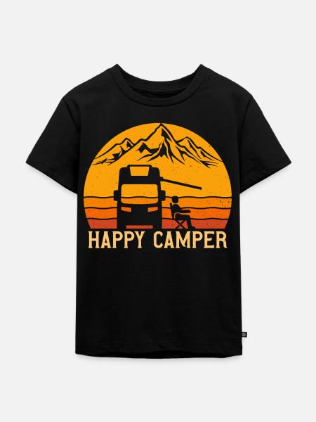 Happy Camper Camper Camping - Kinder Premium Bio T-Shirt - Schwarz