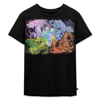 Fantasy Jahreszeiten Drachen Erde Mythologie - Kinder Premium Bio T-Shirt - Schwarz - Vorne - Mikhail (115cm)