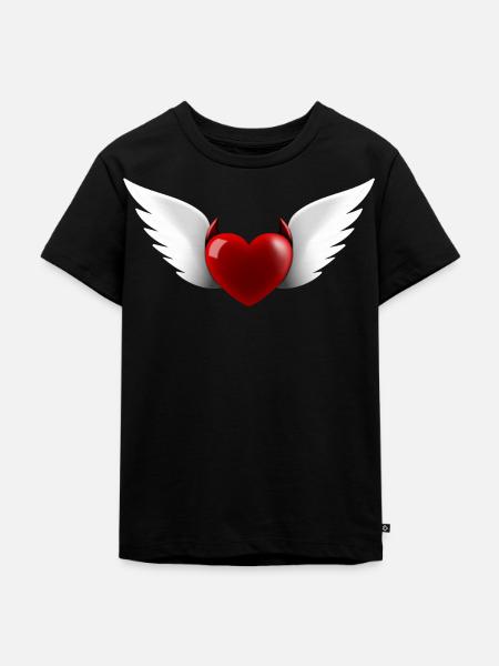 Herz Engel Teufel - Kinder Premium Bio T-Shirt - Schwarz