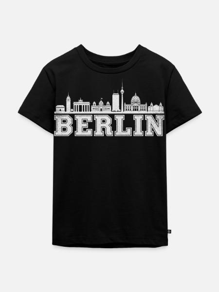 Berlin Skyline Retro - Kinder Premium Bio T-Shirt - Schwarz