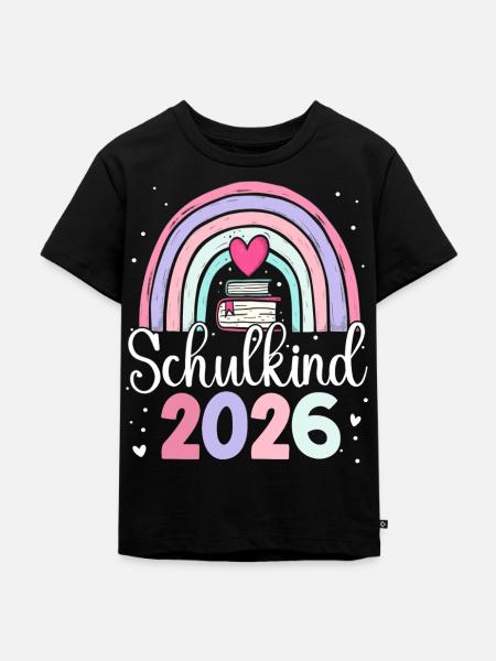 Schulkind 2026 Regenbogen - Kinder Premium Bio T-Shirt - Schwarz