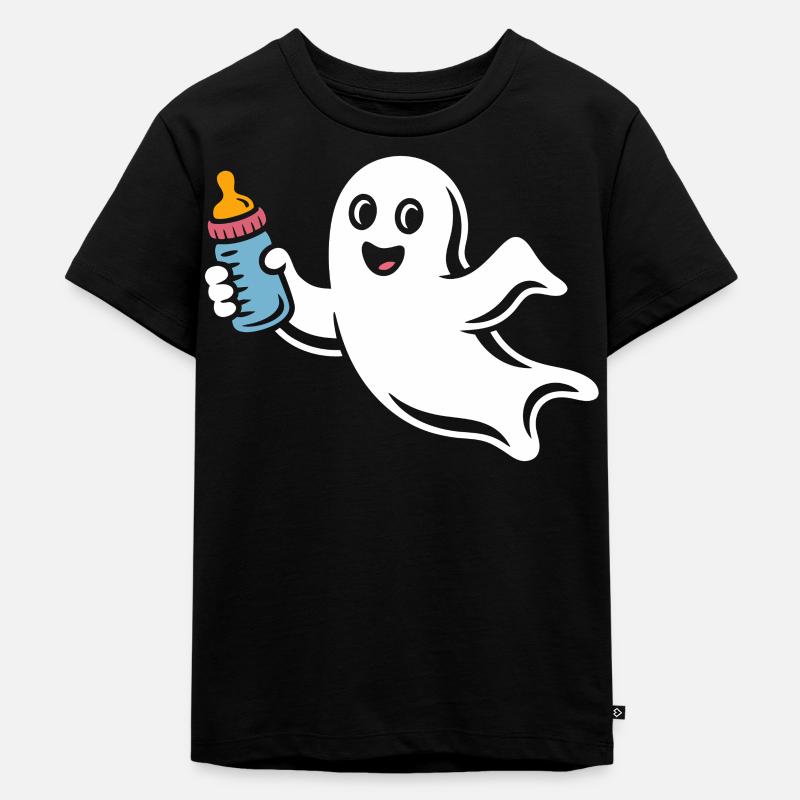 Fröhlicher Geist mit Fläschchen - Kinder Premium Bio T-Shirt - Schwarz