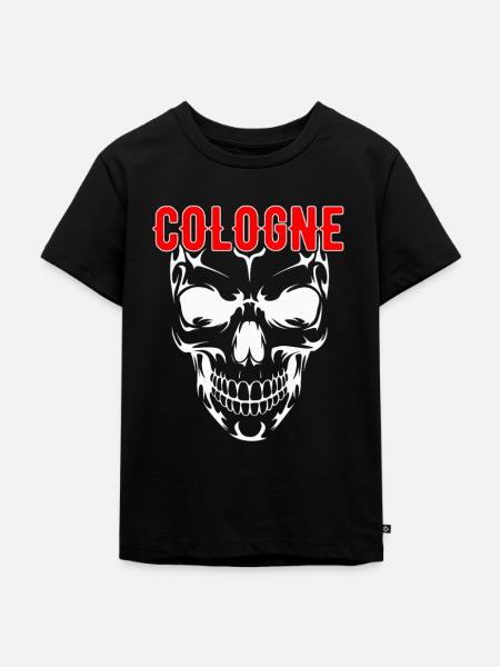 Kölner Schädel mit roter COLOGNE Schrift - Kinder Premium Bio T-Shirt - Schwarz