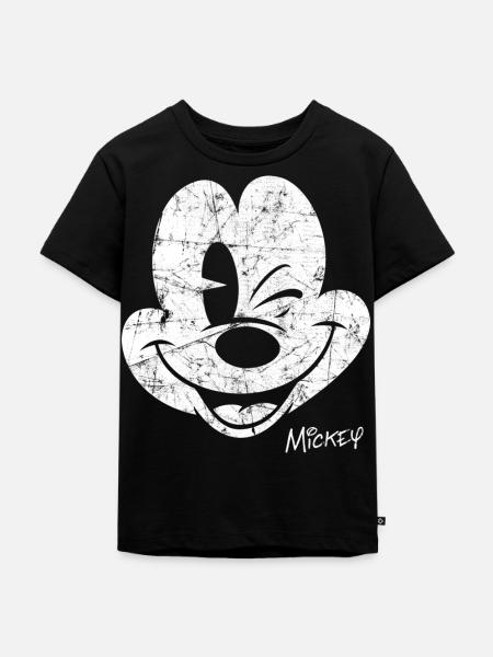 Mickey & Minnie Retro Mickey-Kopf Motiv - Kinder Premium Bio T-Shirt - Schwarz