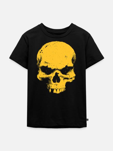 Gelber Totenkopf Kontrast - Kinder Premium Bio T-Shirt - Schwarz