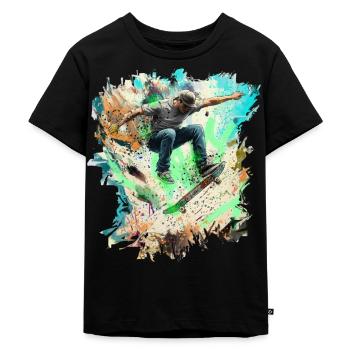 skateboarden - Kinder Premium Bio T-Shirt - Schwarz - Vorne - Mikhail (115cm)