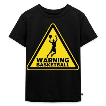 Warning Basketball Sportsman Warning Sign - Kids Premium Organic T-Shirt - black - Front - Mikhail (115cm)