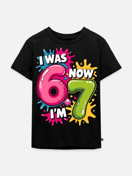 Jeg var 6 Nu er jeg 7 Fødselsdag 67 Meme 7 år gamle børn - Premium økologisk T-shirt til børn - sort
