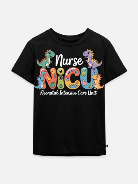 Neonatal Pflege Dino-Design - Kinder Premium Bio T-Shirt - Schwarz