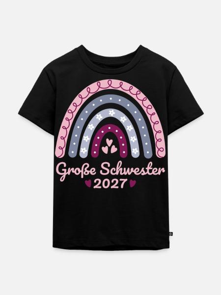 Große Schwester 2027 Boho Regenbogen pastell - Kinder Premium Bio T-Shirt - Schwarz