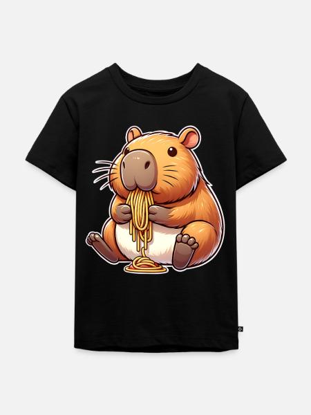 Capybara Pasta - Kinder Premium Bio T-Shirt - Schwarz