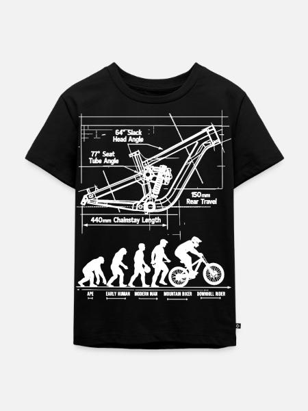 MTB Evolution Blueprint: Full Suspension Rahmen - Kinder Premium Bio T-Shirt - Schwarz