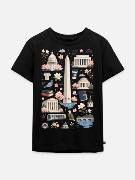 Washington D.C. | Monumente & Kirschblüten - Kinder Premium Bio T-Shirt - Schwarz