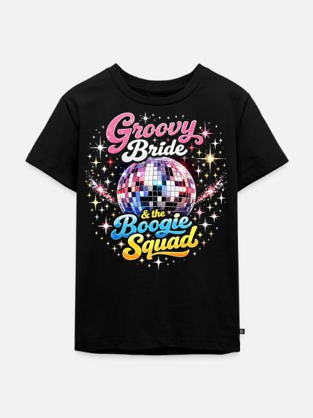 Groovy Bride & Boogie Squad JGA Diskokugel - Kinder Premium Bio T-Shirt - Schwarz
