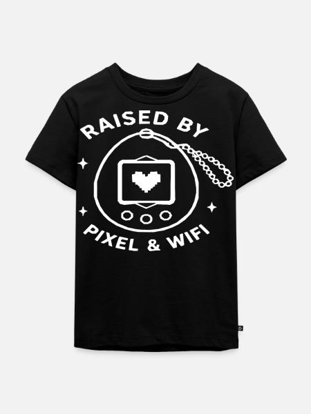 Aufgezogen von Pixel & WLAN - Kinder Premium Bio T-Shirt - Schwarz