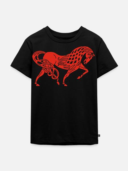 Keltisches Rotes Pferd - Kinder Premium Bio T-Shirt - Schwarz