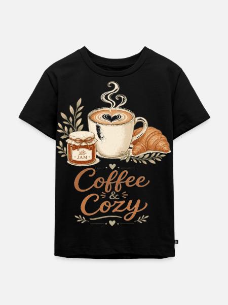 Kaffee & Gemütlichkeit - Kinder Premium Bio T-Shirt - Schwarz