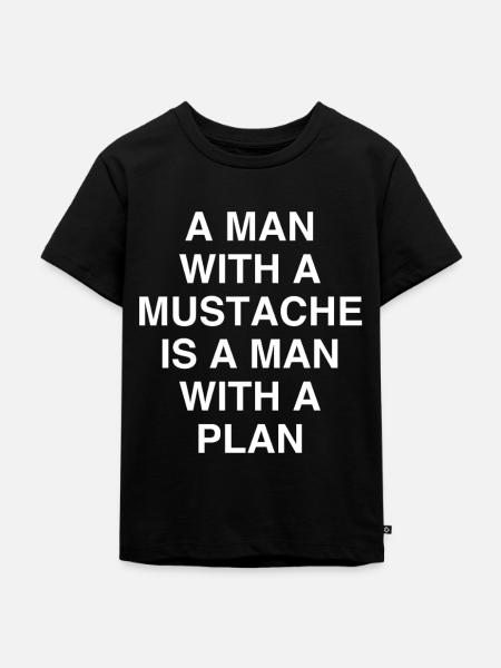 Schnurrbart-Plan Text Tee - Kinder Premium Bio T-Shirt - Schwarz