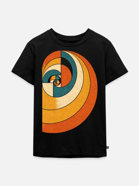 Fibonacci Spirale – Retro Mathematik Geometrie - Kinder Premium Bio T-Shirt - Schwarz