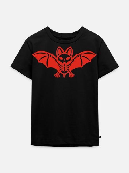 Skelettfledermaus (Rot) - Kinder Premium Bio T-Shirt - Schwarz