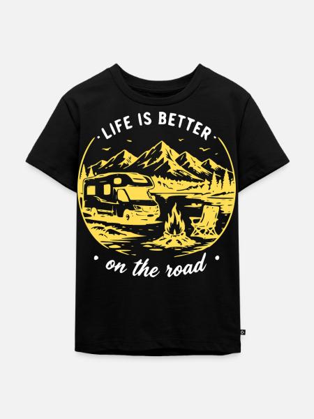 Leben Unterwegs Roadtrip - Kinder Premium Bio T-Shirt - Schwarz