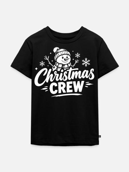 Christmas Crew Schneemann - Kinder Premium Bio T-Shirt - Schwarz