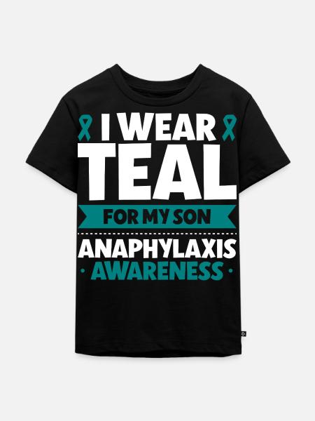 Anaphylaxie Sohn - Ich trag Türkis - Kinder Premium Bio T-Shirt - Schwarz