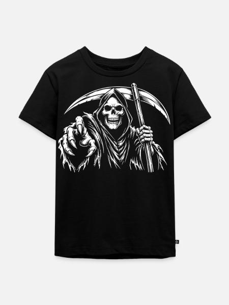 Halloween Skelett Sensenmann - Kinder Premium Bio T-Shirt - Schwarz