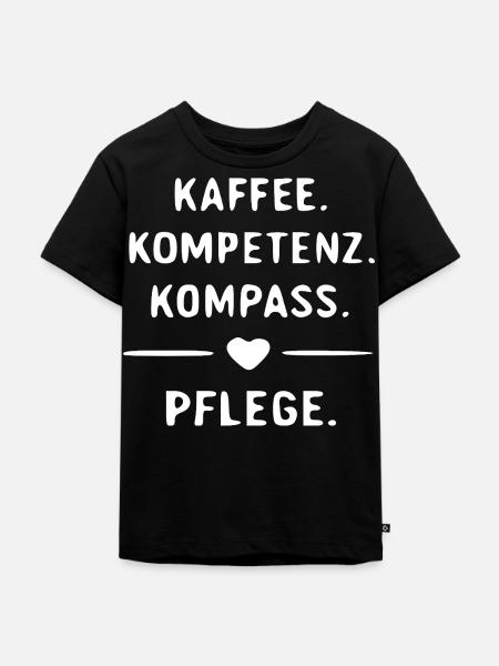 Kaffee Kompass Pflege Kompetenz - Kinder Premium Bio T-Shirt - Schwarz
