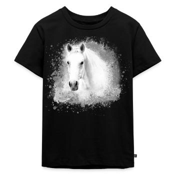 Schimmel, Pferd,weisses Pferd, Graffiti,haflinger - Kinder Premium Bio T-Shirt - Schwarz - Vorne - Mikhail (115cm)
