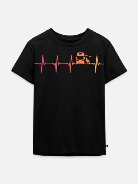 Wohnmobil herzschlag camping - Kinder Premium Bio T-Shirt - Schwarz