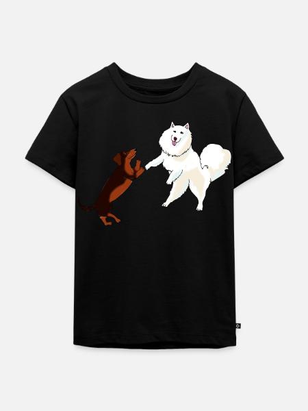 Tanzende Hunde C - Kinder Premium Bio T-Shirt - Schwarz